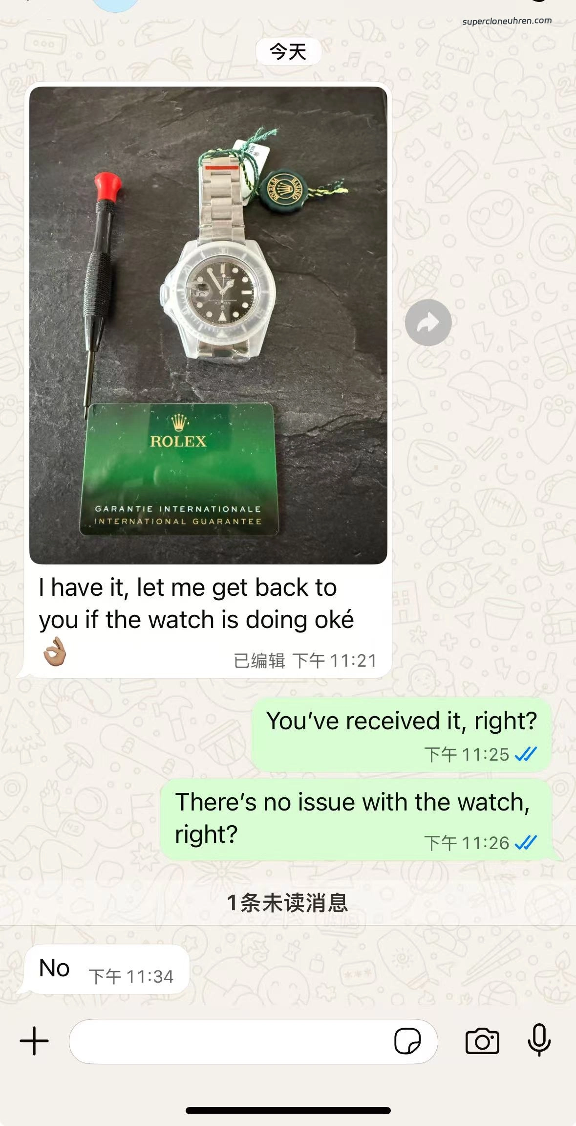 WhatsApp Kundenbewertung Rolex Submariner Deutschland