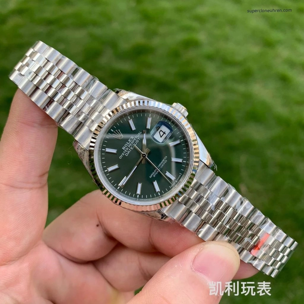 1:1 Super Clone Uhr Rolex Datejust m126234-0051 mintgrünes Zifferblatt mit Jubilé-Band 36mm