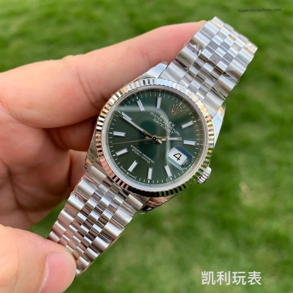 1:1 Super Clone Uhr Rolex Datejust m126234-0051 mintgrünes Zifferblatt mit Jubilé-Band 36mm