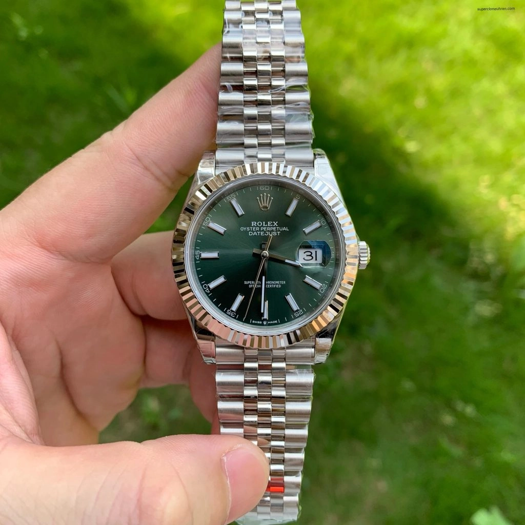 Super Clone Rolex Datejust 126334 mintgrünes Zifferblatt mit Jubilee-Band 41mm