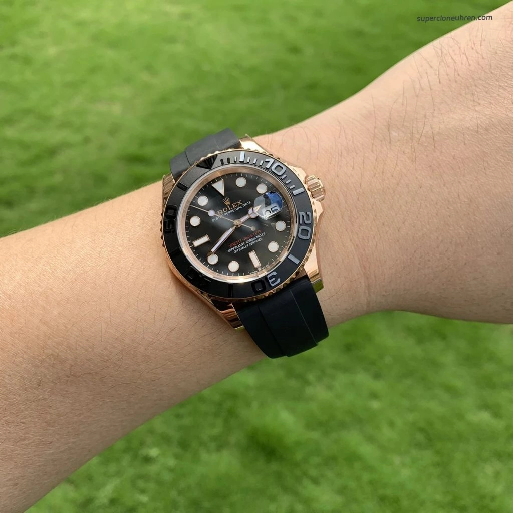 Premium Replica Uhr Rolex Yacht-Master 126655 Roségold mit Kautschukband 40 mm