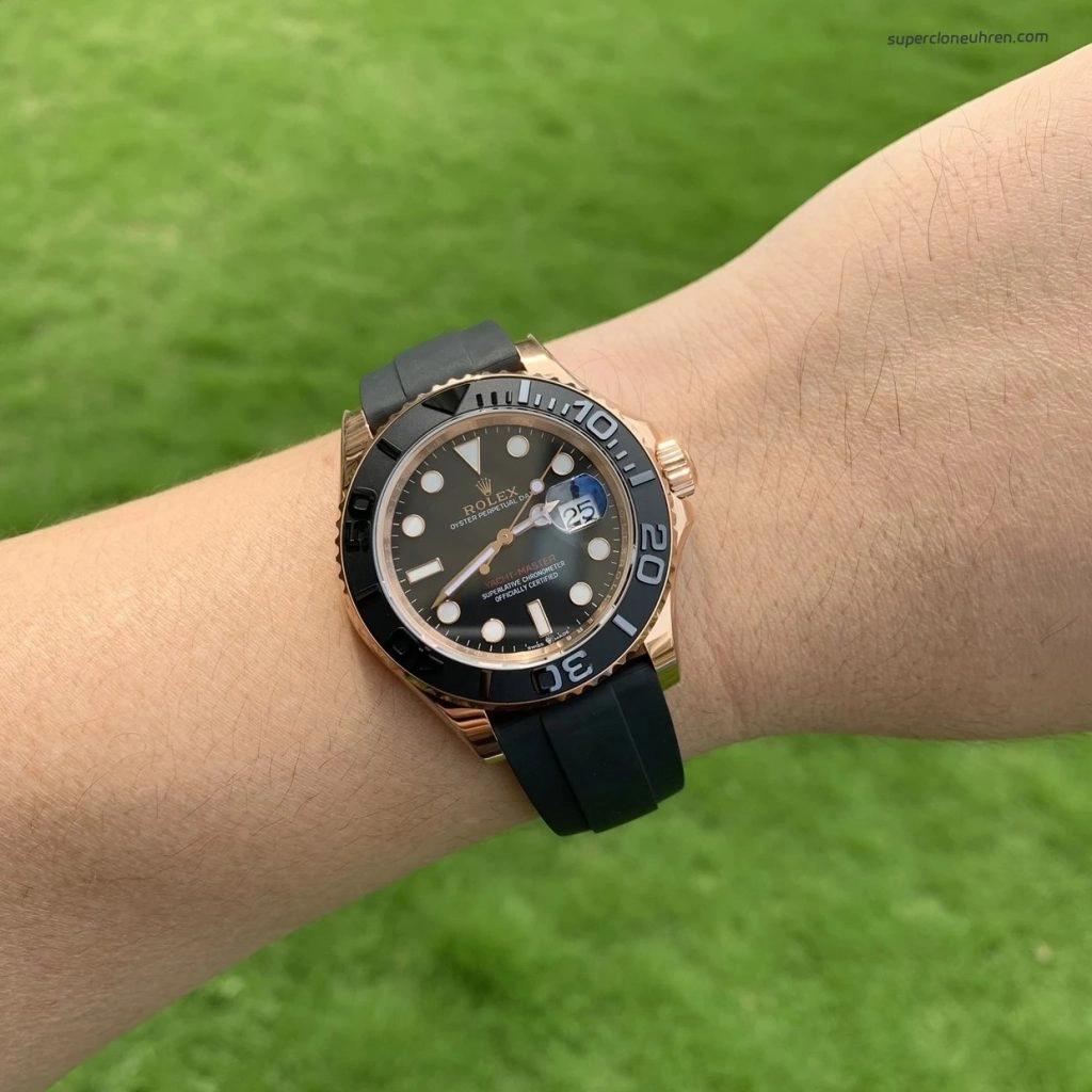Premium Replica Uhr Rolex Yacht-Master 126655 Roségold mit Kautschukband 40 mm