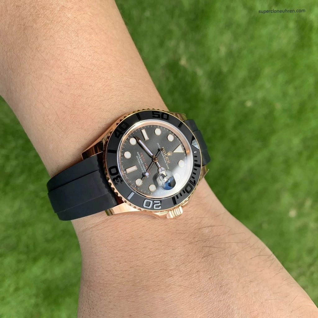 Premium Replica Uhr Rolex Yacht-Master 126655 Roségold mit Kautschukband 40 mm
