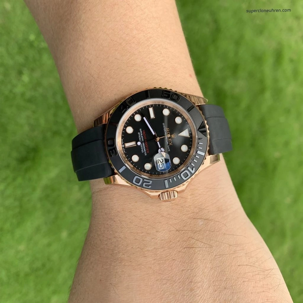 Premium Replica Uhr Rolex Yacht-Master 126655 Roségold mit Kautschukband 40 mm