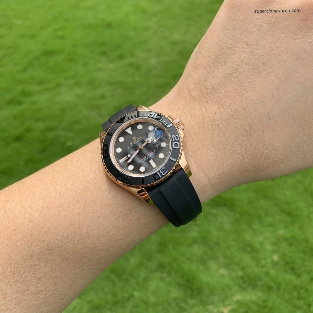 Premium Replica Uhr Rolex Yacht-Master 126655 Roségold mit Kautschukband 40 mm