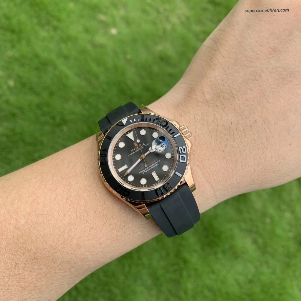 Premium Replica Uhr Rolex Yacht-Master 126655 Roségold mit Kautschukband 40 mm