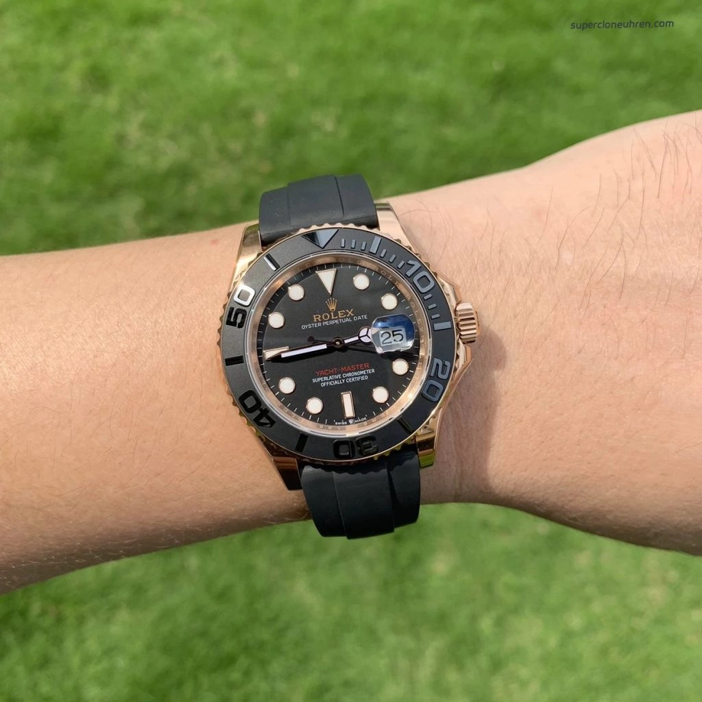 Premium Replica Uhr Rolex Yacht-Master 126655 Roségold mit Kautschukband 40 mm