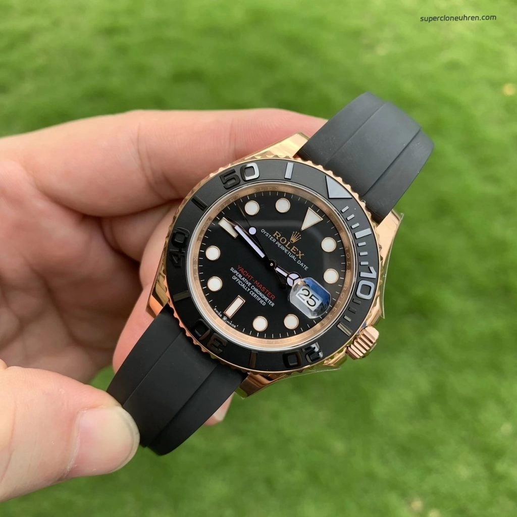 Premium Replica Uhr Rolex Yacht-Master 126655 Roségold mit Kautschukband 40 mm