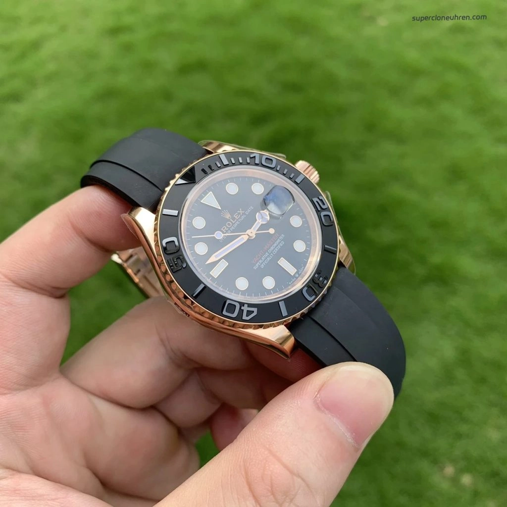Premium Replica Uhr Rolex Yacht-Master 126655 Roségold mit Kautschukband 40 mm