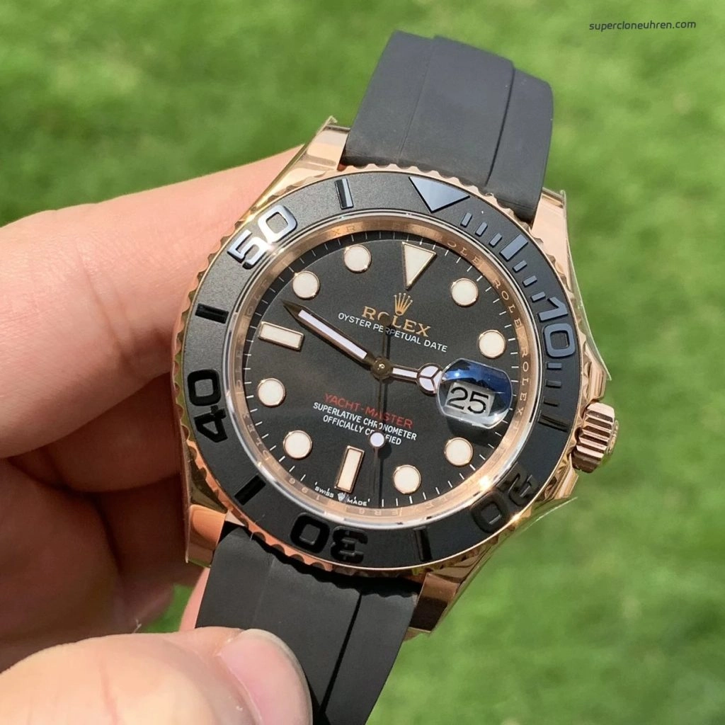 Premium Replica Uhr Rolex Yacht-Master 126655 Roségold mit Kautschukband 40 mm