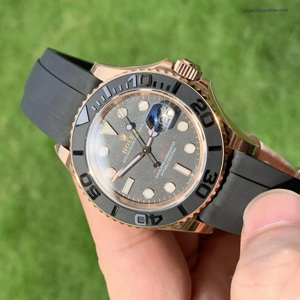 Premium Replica Uhr Rolex Yacht-Master 126655 Roségold mit Kautschukband 40 mm