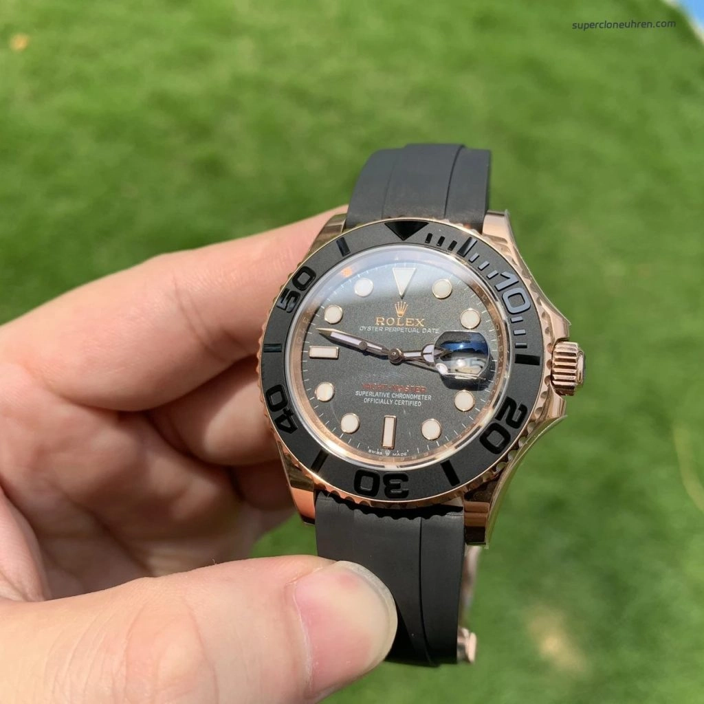 Premium Replica Uhr Rolex Yacht-Master 126655 Roségold mit Kautschukband 40 mm
