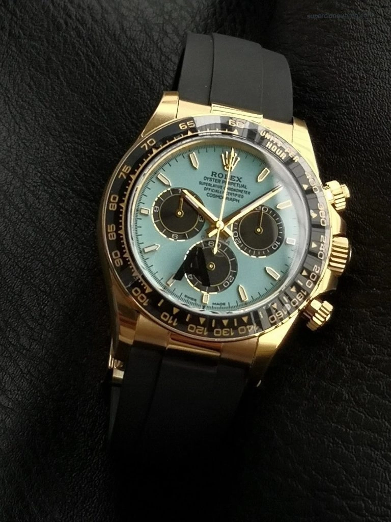Premium Replica Uhr Rolex Daytona M126518LN-0014 mit türkisblauem Zifferblatt und Oysterflex-Band 40mm