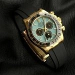 Premium Replica Uhr Rolex Daytona M126518LN-0014 mit türkisblauem Zifferblatt und Oysterflex-Band 40mm