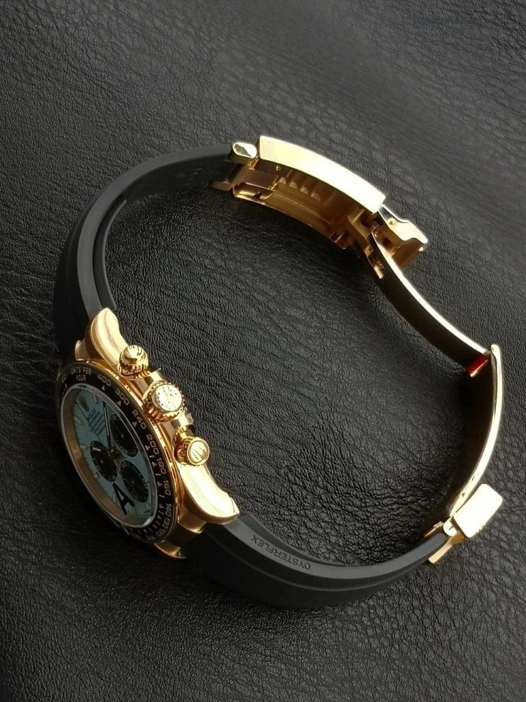 Premium Replica Uhr Rolex Daytona M126518LN-0014 mit türkisblauem Zifferblatt und Oysterflex-Band 40mm