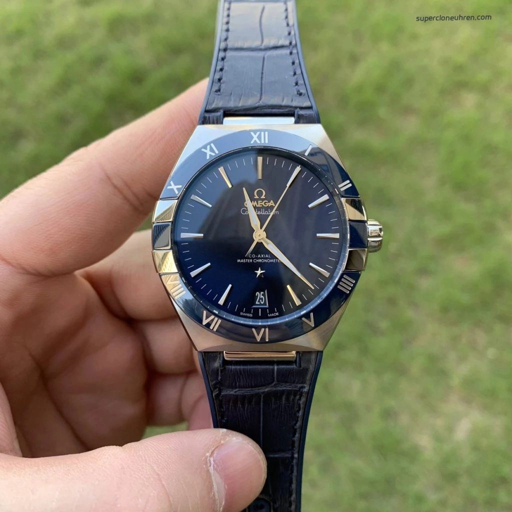 Premium Replica Uhr Omega Constellation 131.33.41.21.03.001 blaues Kautschukband 41mm
