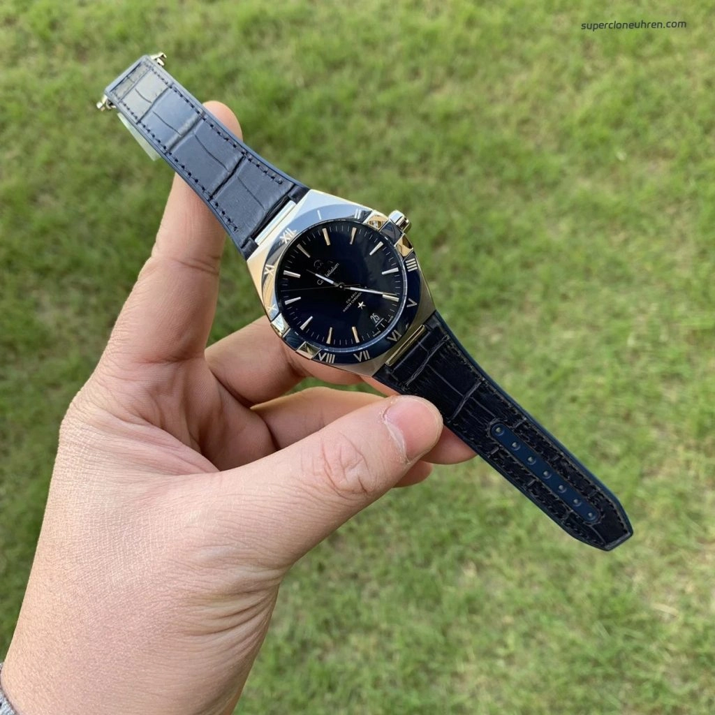 Premium Replica Uhr Omega Constellation 131.33.41.21.03.001 blaues Kautschukband 41mm