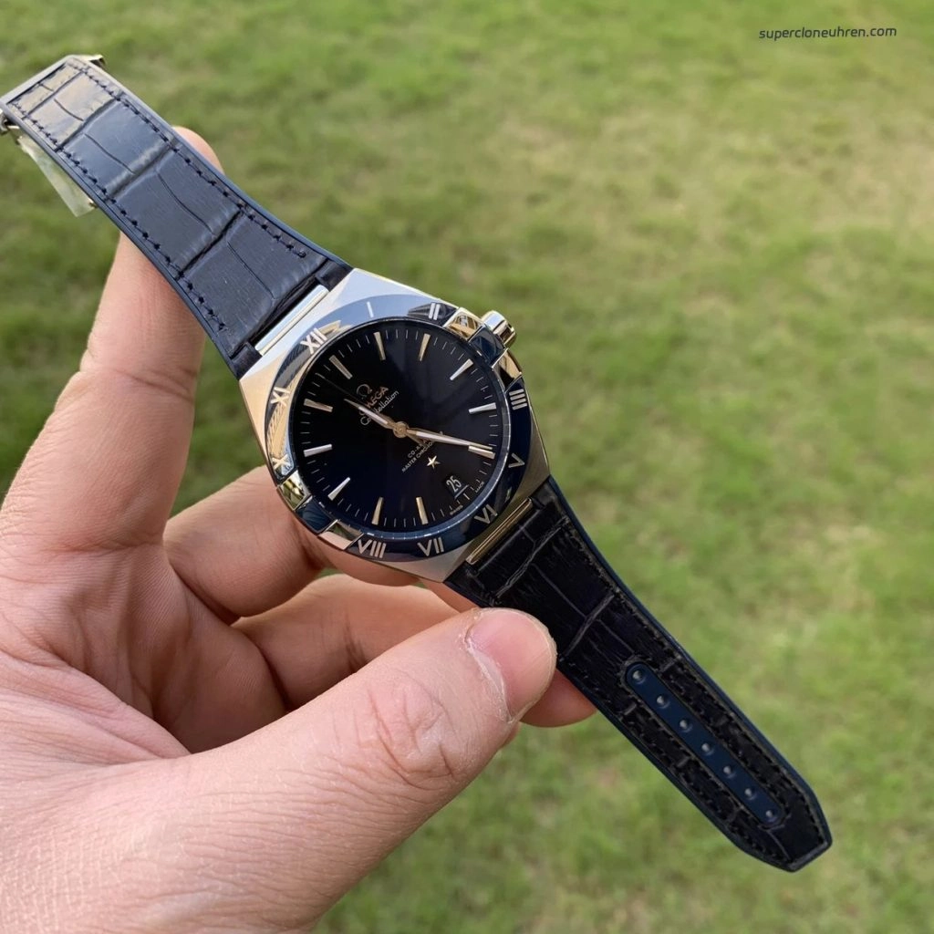 Premium Replica Uhr Omega Constellation 131.33.41.21.03.001 blaues Kautschukband 41mm