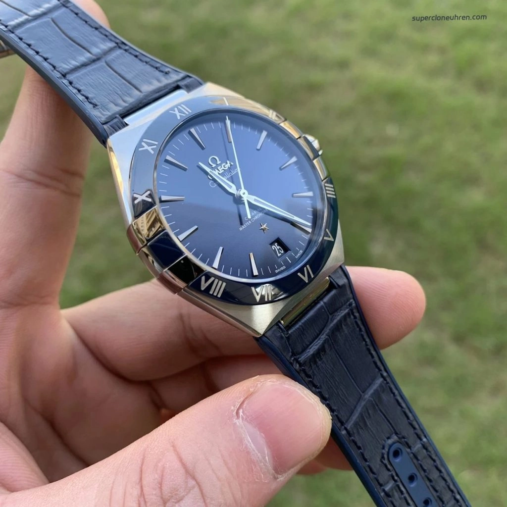 Premium Replica Uhr Omega Constellation 131.33.41.21.03.001 blaues Kautschukband 41mm