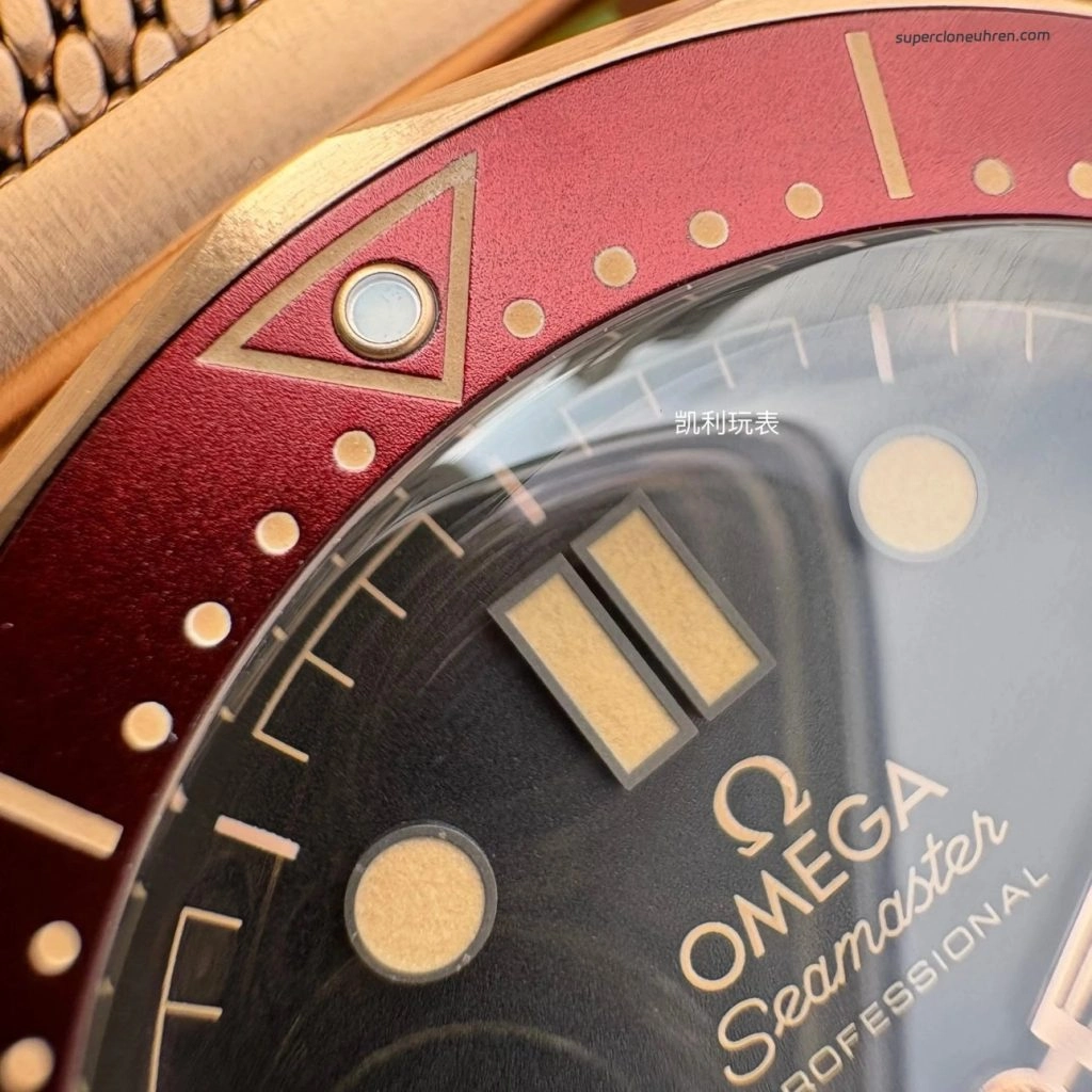 Premium Replica Uhr Omega Seamaster Diver 210.90.42.20.01.003 in Burgunderrot Bronze-Gold 42mm