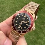 Premium Replica Uhr Omega Seamaster Diver 210.90.42.20.01.003 in Burgunderrot Bronze-Gold 42mm