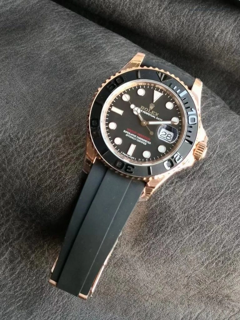 1:1 Super Clone Uhr Rolex Yacht-Master 116655 Roségold mit Oysterflex 40mm