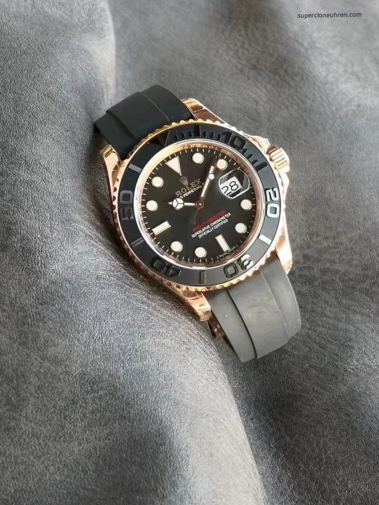 1:1 Super Clone Uhr Rolex Yacht-Master 116655 Roségold mit Oysterflex 40mm