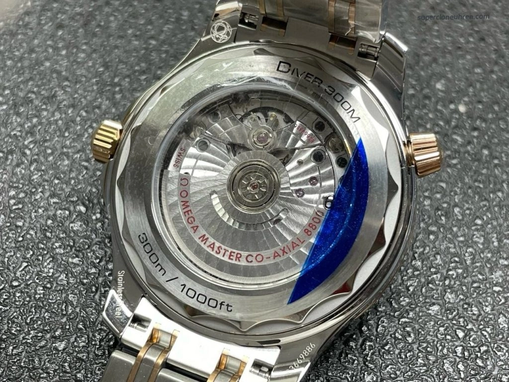 1:1 Super Clone Uhr Omega Seamaster Diver 300M 210.20.42.20.01.001 Stahl Roségold 42mm