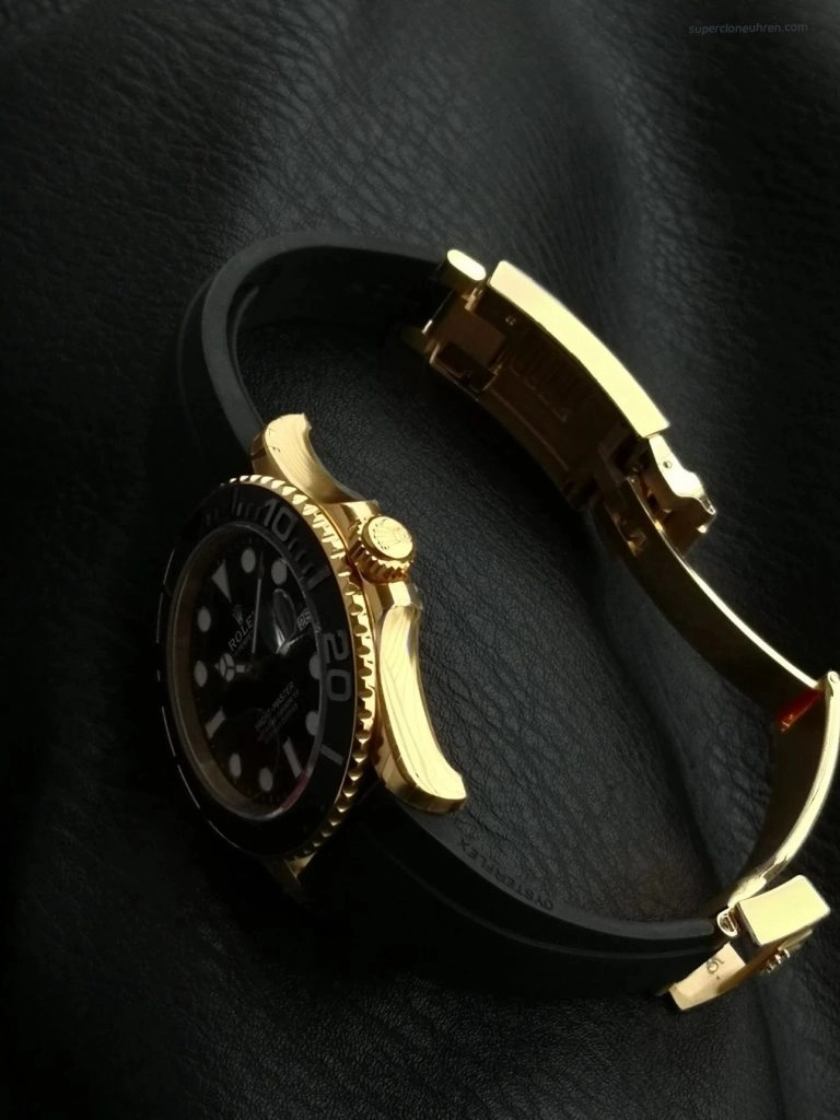 Premium Replica Uhr Rolex Yacht-Master M226658-0001 Schwarz-Gold Kautschukband 42 mm