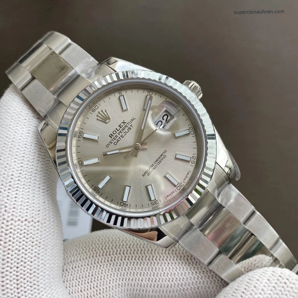 Premium Replica Uhr Rolex Datejust m126334-0003 mit geriffelter Lünette 41mm