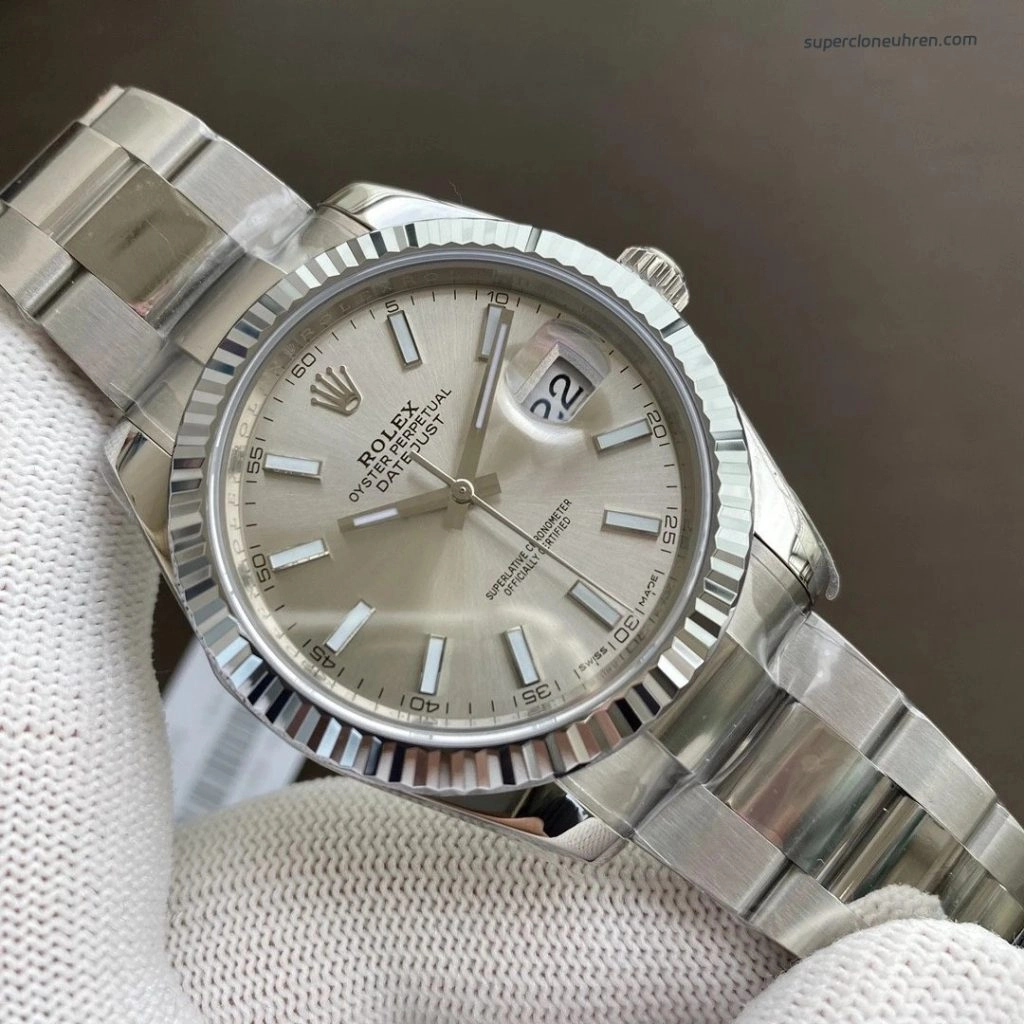 Premium Replica Uhr Rolex Datejust m126334-0003 mit geriffelter Lünette 41mm