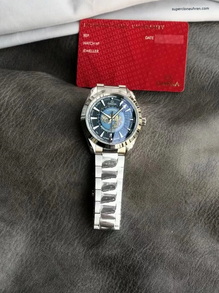 Premium Replica Uhr Omega Seamaster Aqua Terra 220.10.43.22.03.001 mit blauem Zifferblatt aus Edelstahl 43mm