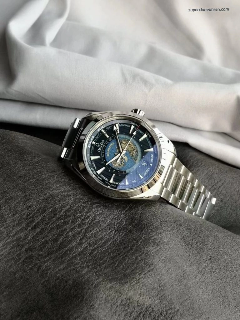 Premium Replica Uhr Omega Seamaster Aqua Terra 220.10.43.22.03.001 mit blauem Zifferblatt aus Edelstahl 43mm