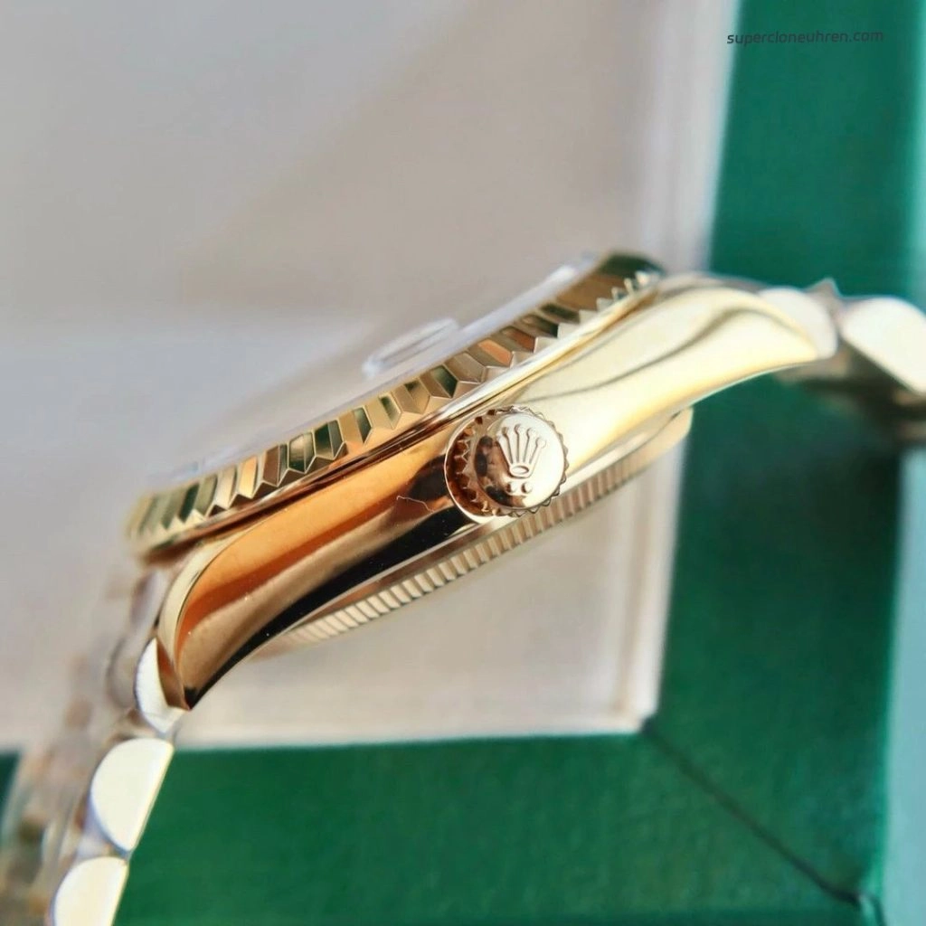 Premium Replica Uhr Rolex Lady-Datejust 178278 Schwarz-Gold mit Diamantindizes 31mm