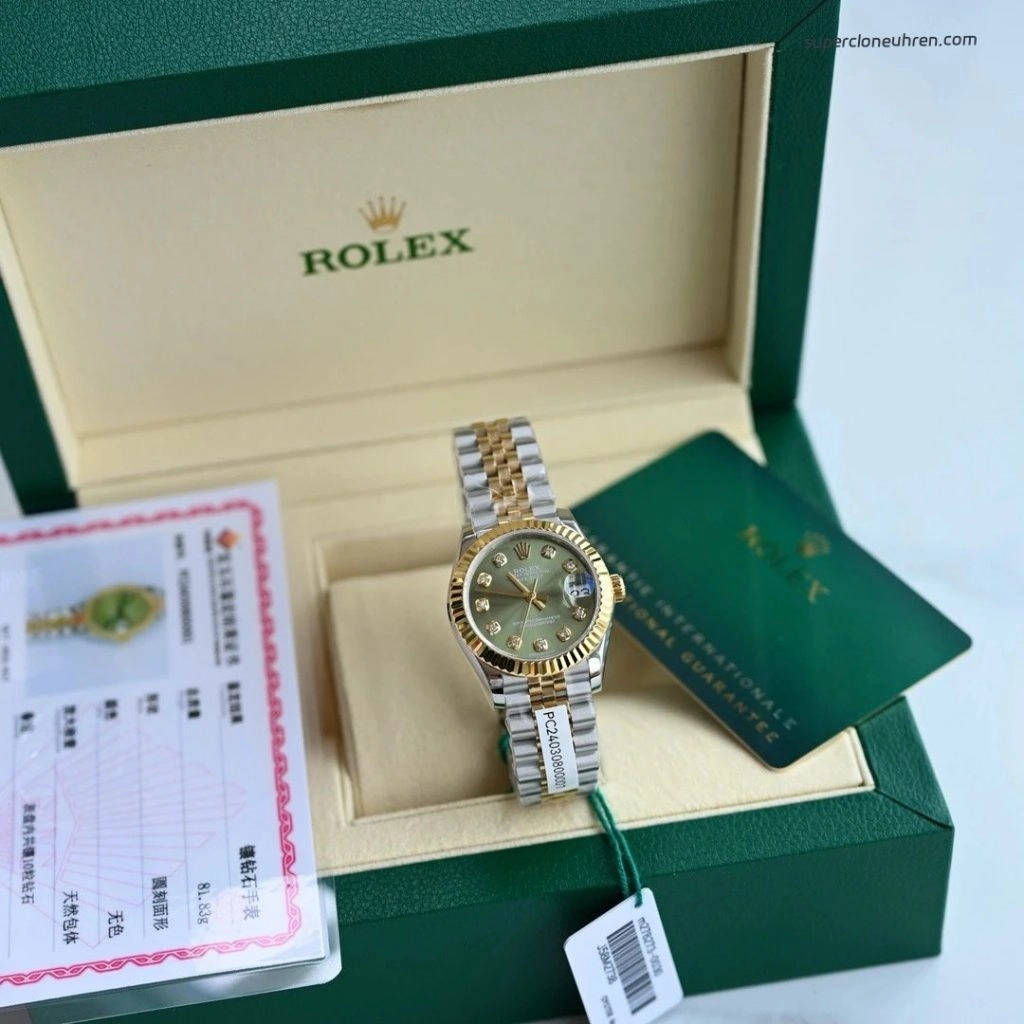 Premium Replica Uhr Rolex Datejust m278273-0030 Oystersteel-Gelbgold mit Diamantindizes 31 mm
