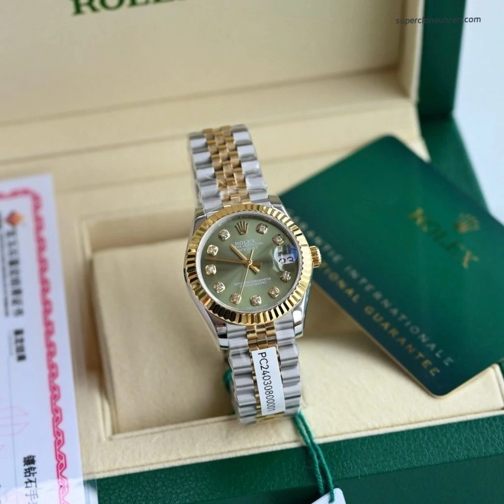 Premium Replica Uhr Rolex Datejust m278273-0030 Oystersteel-Gelbgold mit Diamantindizes 31 mm