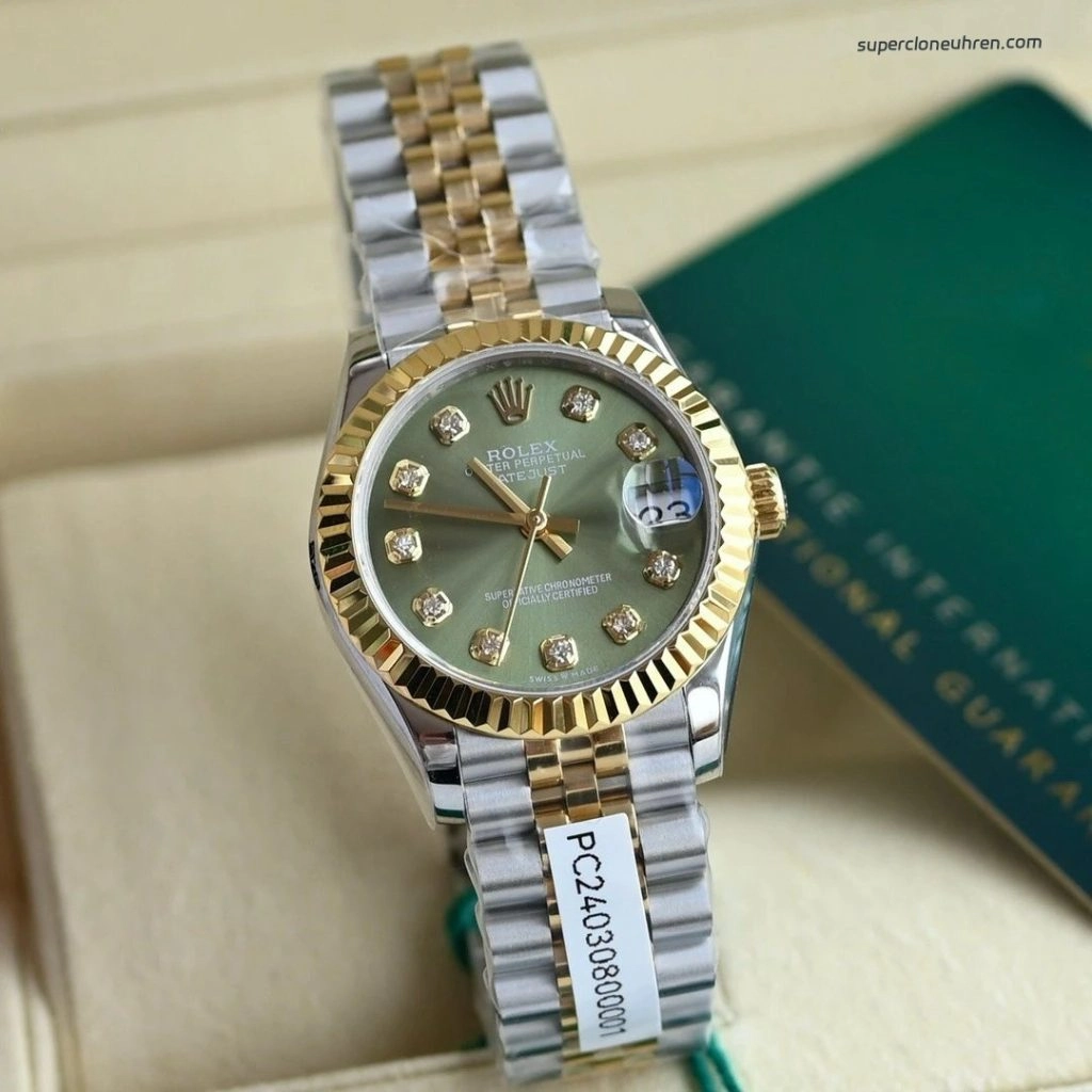 Premium Replica Uhr Rolex Datejust m278273-0030 Oystersteel-Gelbgold mit Diamantindizes 31 mm