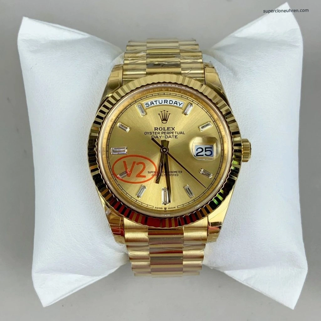 Super Clone Rolex Day-Date 228238-0005 Champagnerfarbenes Zifferblatt 40mm