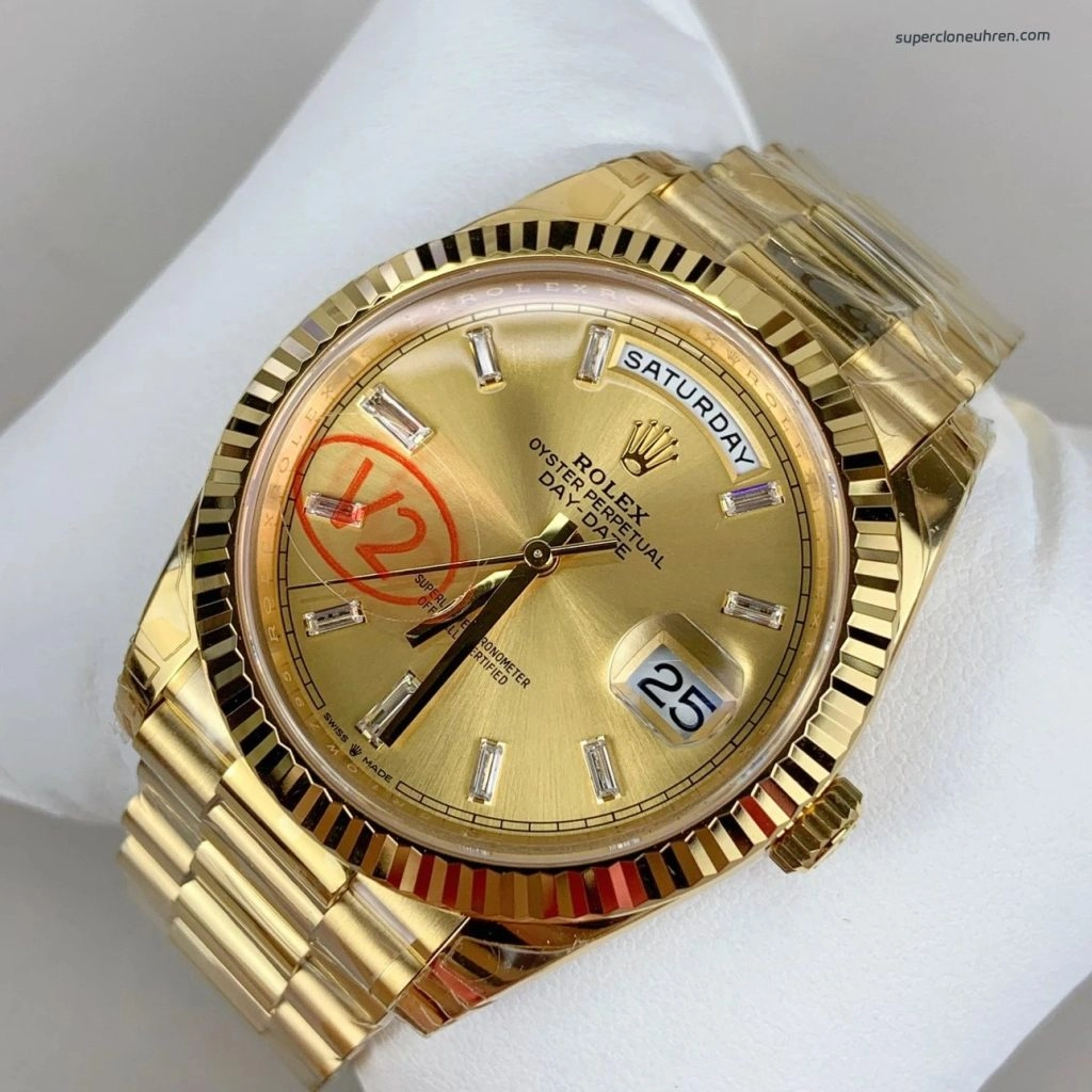 Super Clone Rolex Day-Date 228238-0005 Champagnerfarbenes Zifferblatt 40mm