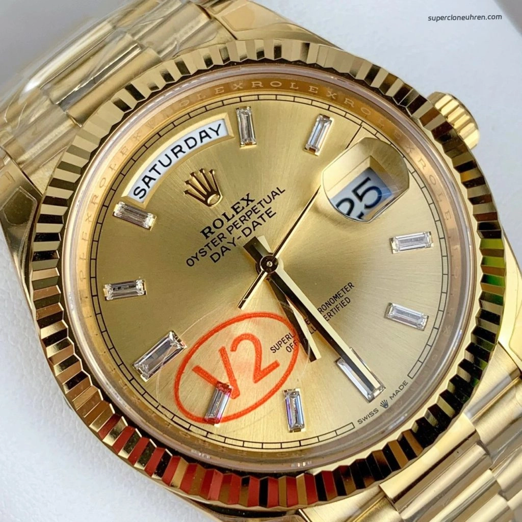 Super Clone Rolex Day-Date 228238-0005 Champagnerfarbenes Zifferblatt 40mm
