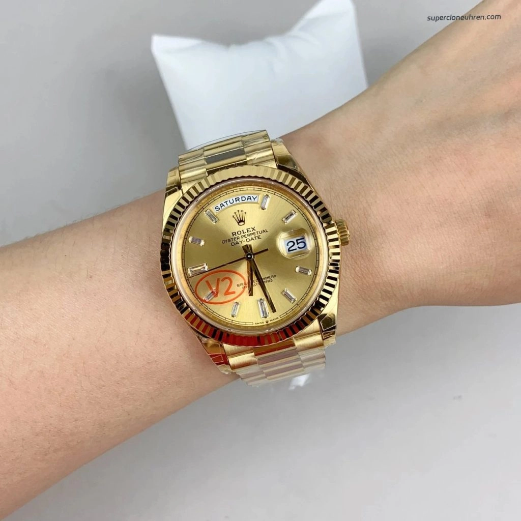 Super Clone Rolex Day-Date 228238-0005 Champagnerfarbenes Zifferblatt 40mm
