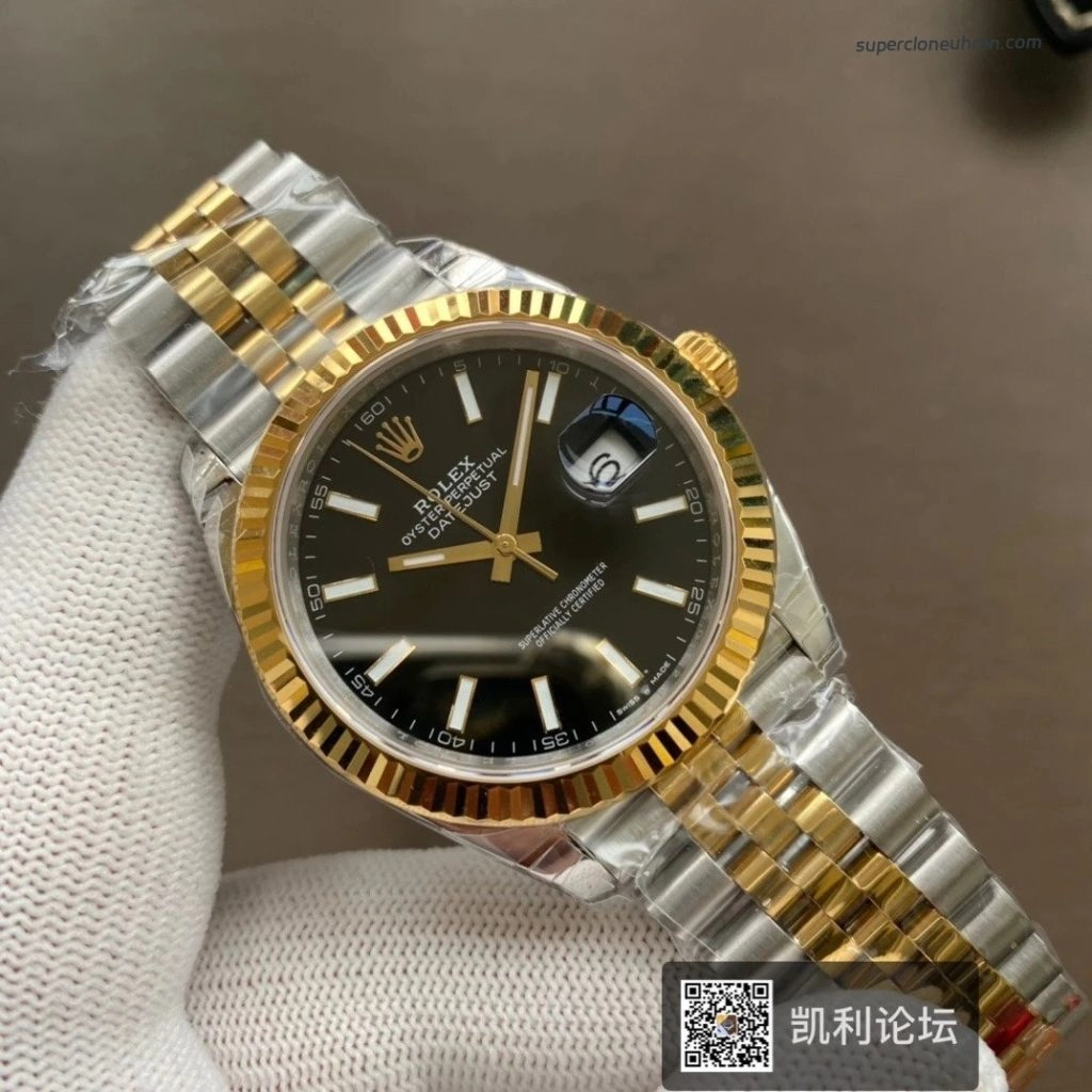 Premium Replica Uhr Rolex Datejust m126333-0014 Bicolor mit geriffelter Lünette 41mm