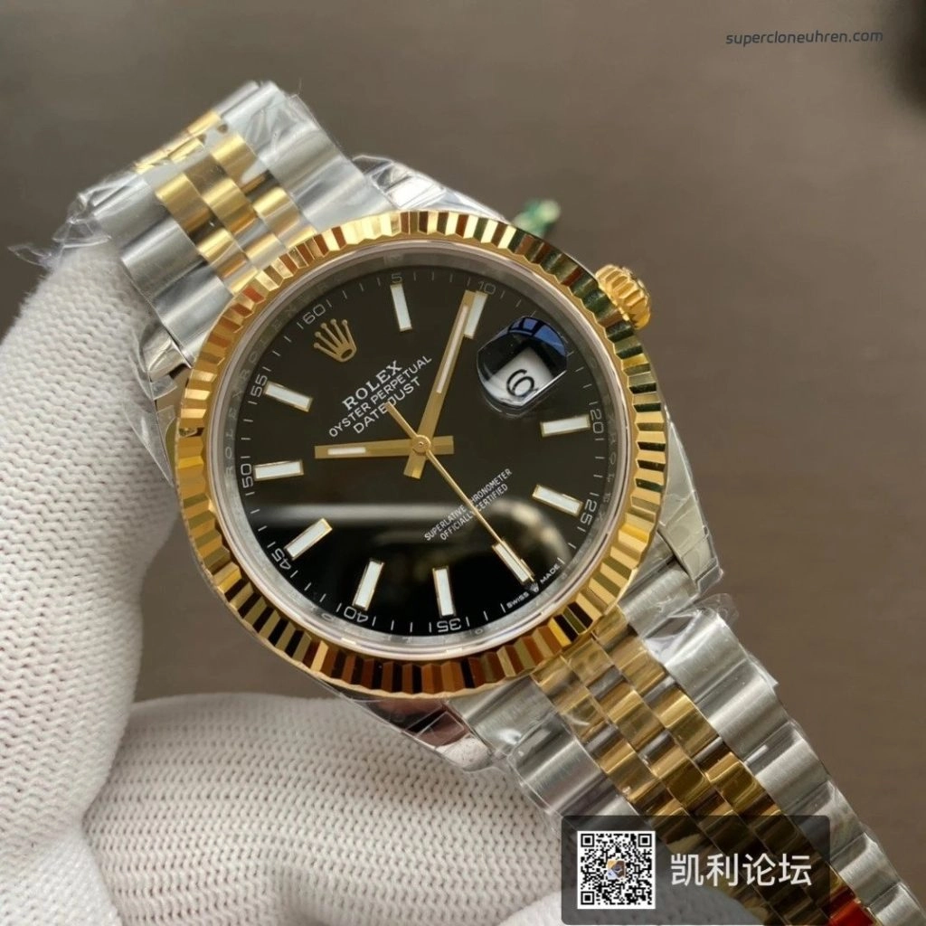 Premium Replica Uhr Rolex Datejust m126333-0014 Bicolor mit geriffelter Lünette 41mm