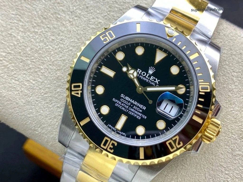 1:1 Super Clone Uhr Rolex Submariner 116613LN-0001 Schwarz Zwiebelgold 40mm