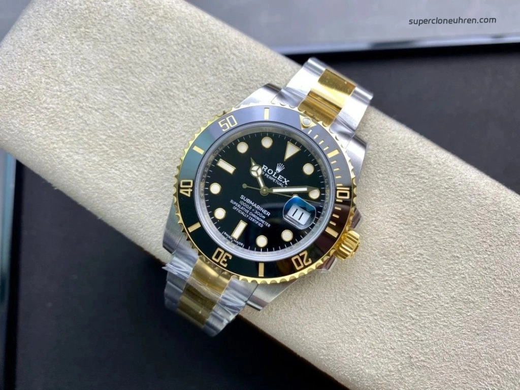 1:1 Super Clone Uhr Rolex Submariner 116613LN-0001 Schwarz Zwiebelgold 40mm