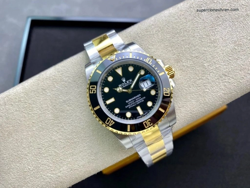 1:1 Super Clone Uhr Rolex Submariner 116613LN-0001 Schwarz Zwiebelgold 40mm