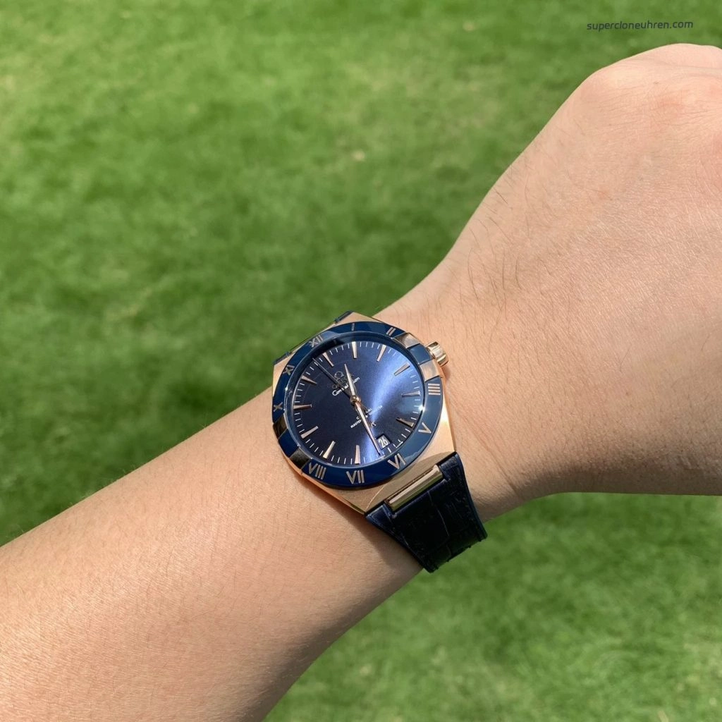 Premium Replica Uhr Omega Constellation 131.63.41.21.03.001 Roségold Keramiklünette 41mm
