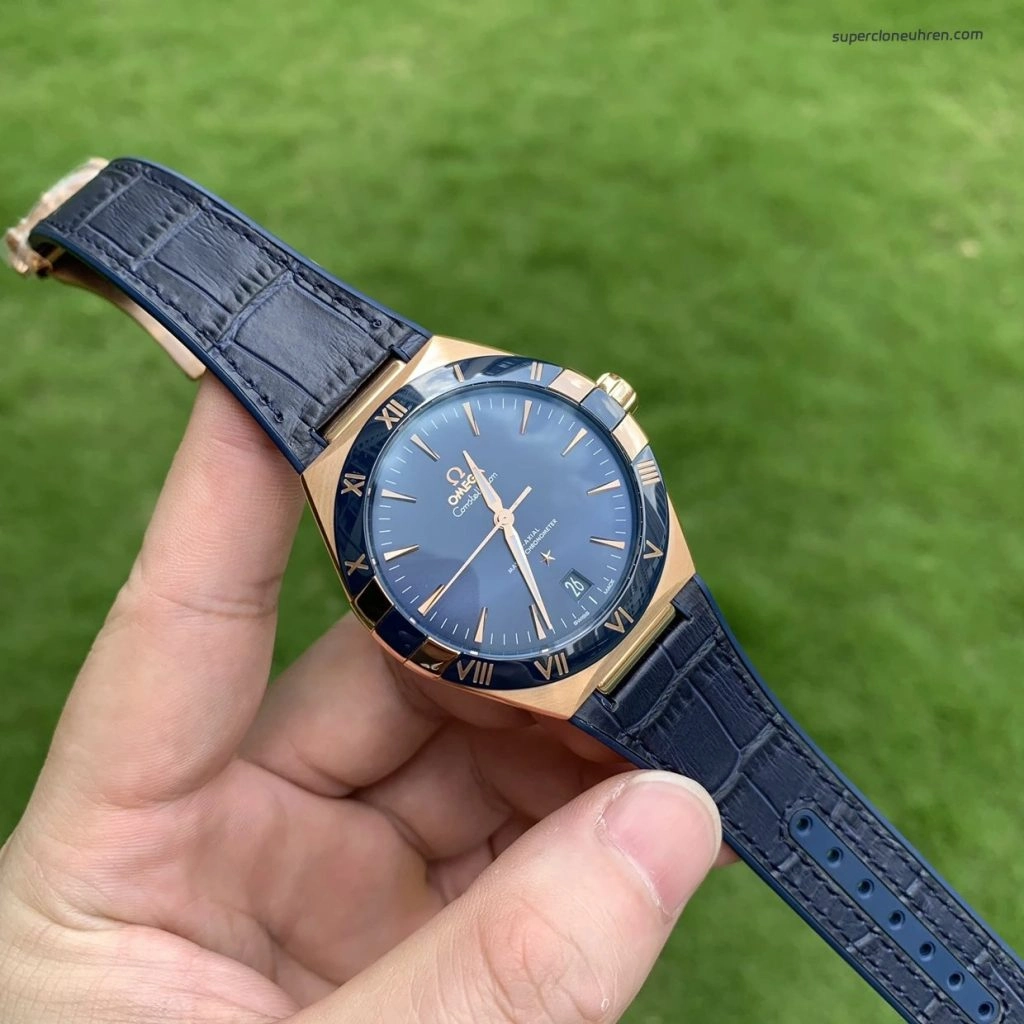 Premium Replica Uhr Omega Constellation 131.63.41.21.03.001 Roségold Keramiklünette 41mm