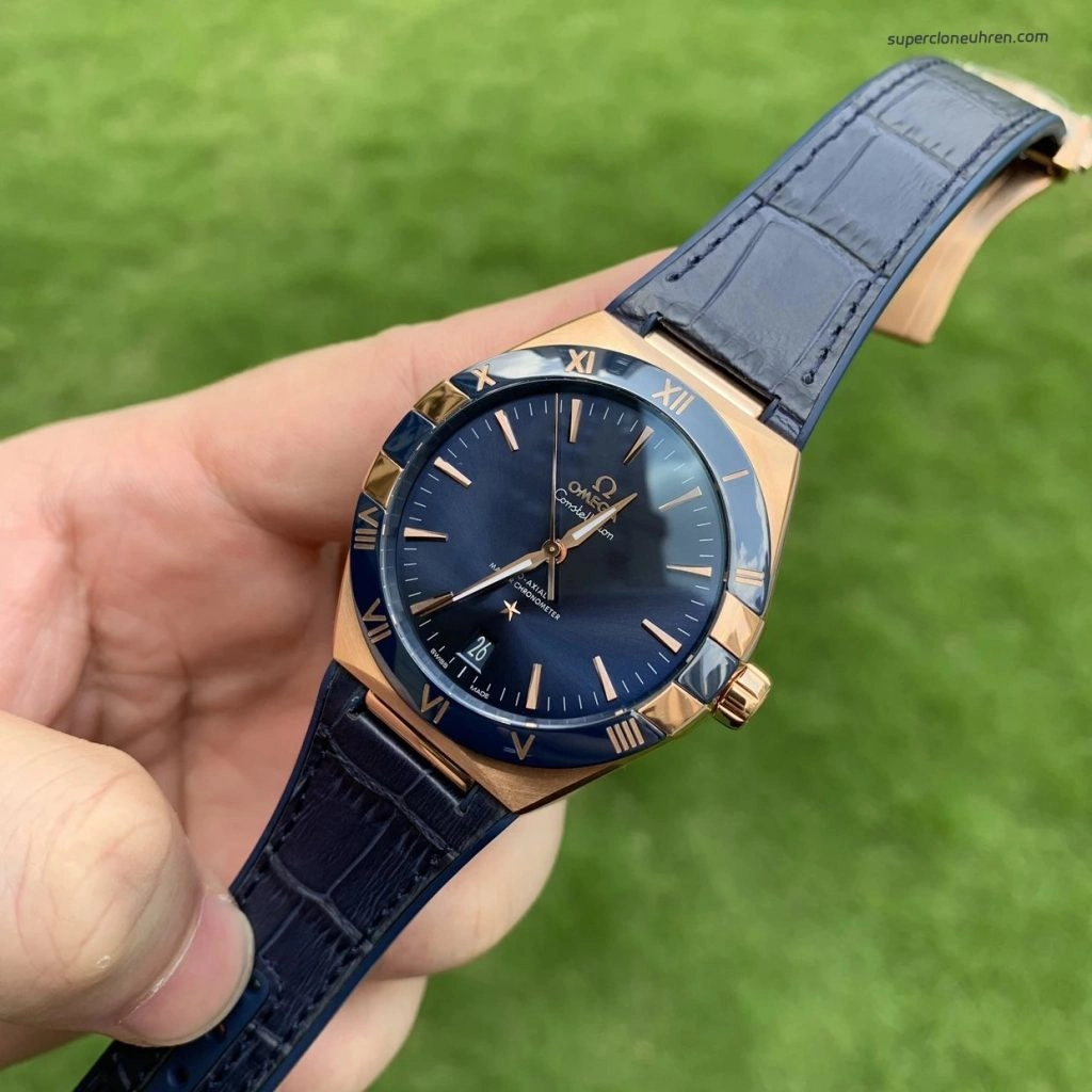Premium Replica Uhr Omega Constellation 131.63.41.21.03.001 Roségold Keramiklünette 41mm