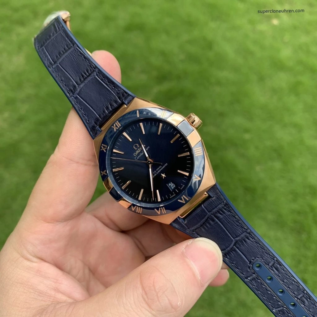 Premium Replica Uhr Omega Constellation 131.63.41.21.03.001 Roségold Keramiklünette 41mm